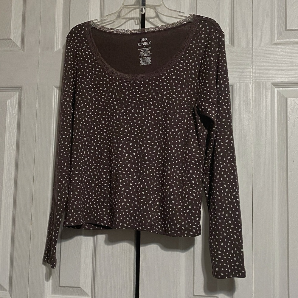 Pink Republic cotton blend casual lounge sleep knit tee shirt top size XL
